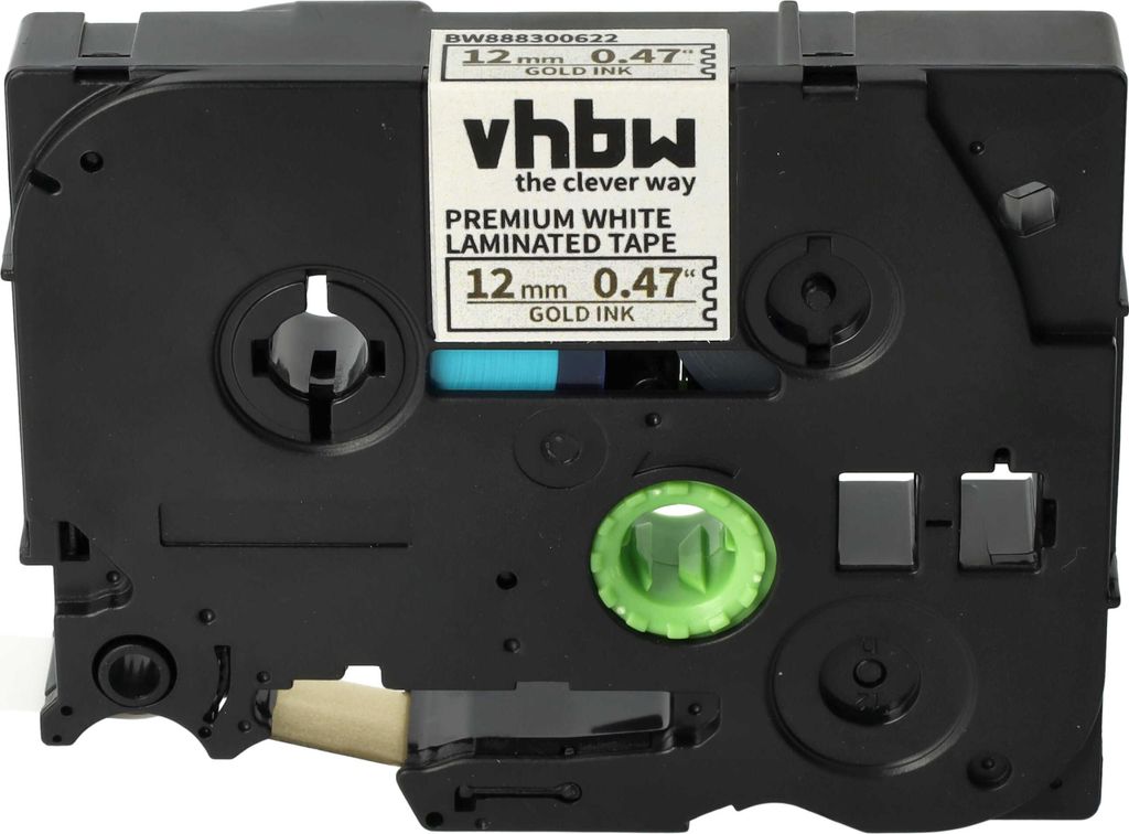 vhbw Schriftband-Kassette kompatibel mit Brother PT PT-D600VP, PT-E100, PT-D450VP, PT-D600 Etiketten-Drucker 5m x 12mm Gold auf Premiumweiß, Lamin...
