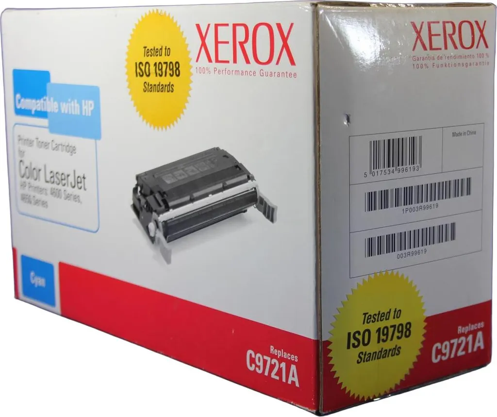 Toner cyan compatible Xerox haute capacité équivalent HP C9721A laser