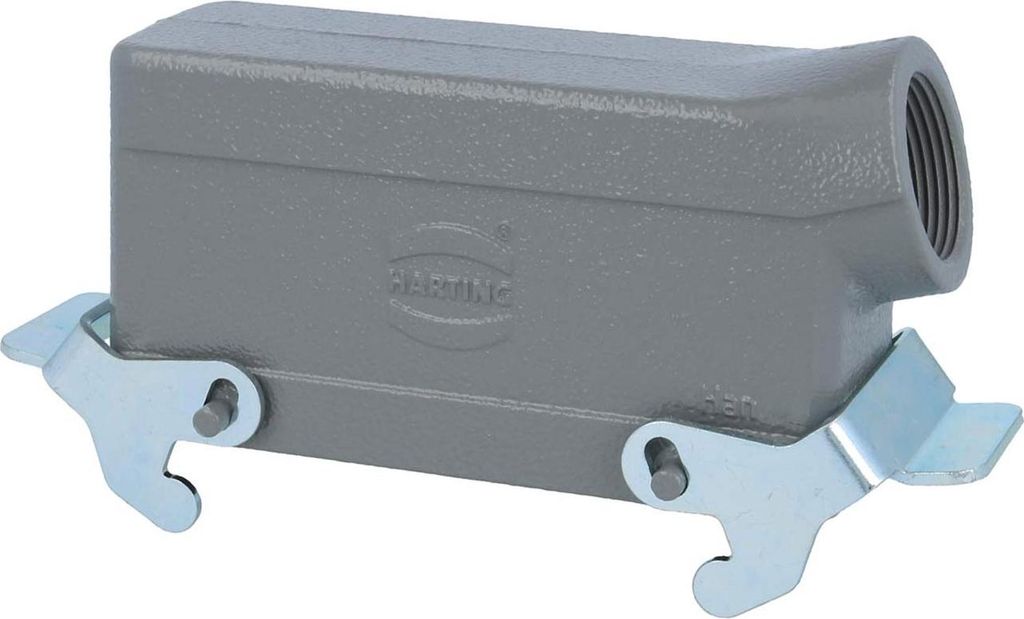 HARTING Han 24B Tüllengehäuse niedrig, 1xPG21 seitlicher Kabelabgang, mit 2 Querbügeln Verschraubung PG21 Klemmbereich