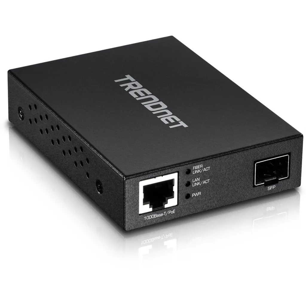 Convertisseur Média Fibre SFP Gigabit Alimenté par PoE PD Passif
