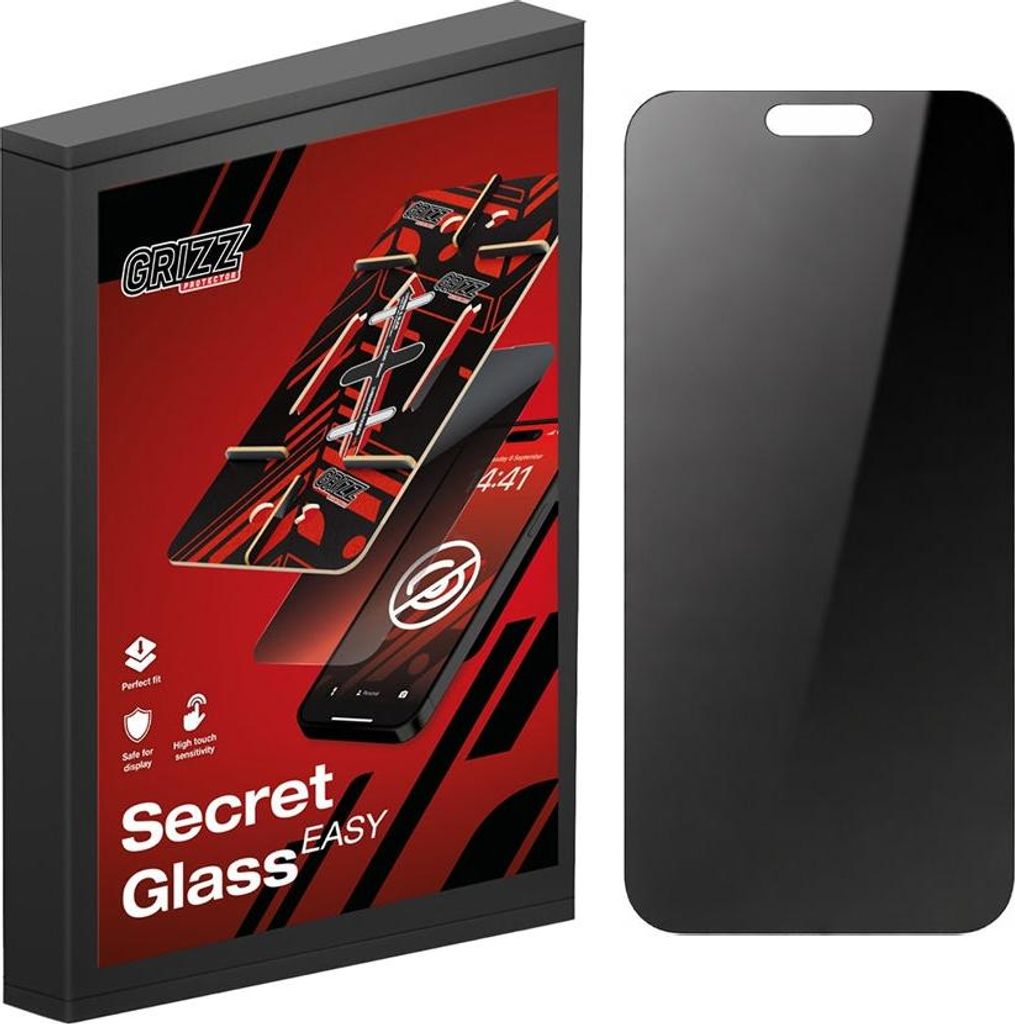Hybrides Sichtschutzglas für iPhone 17 Pro Max, Grizz SecretGlass Easy mit Applikator, 2 Stück, Matt