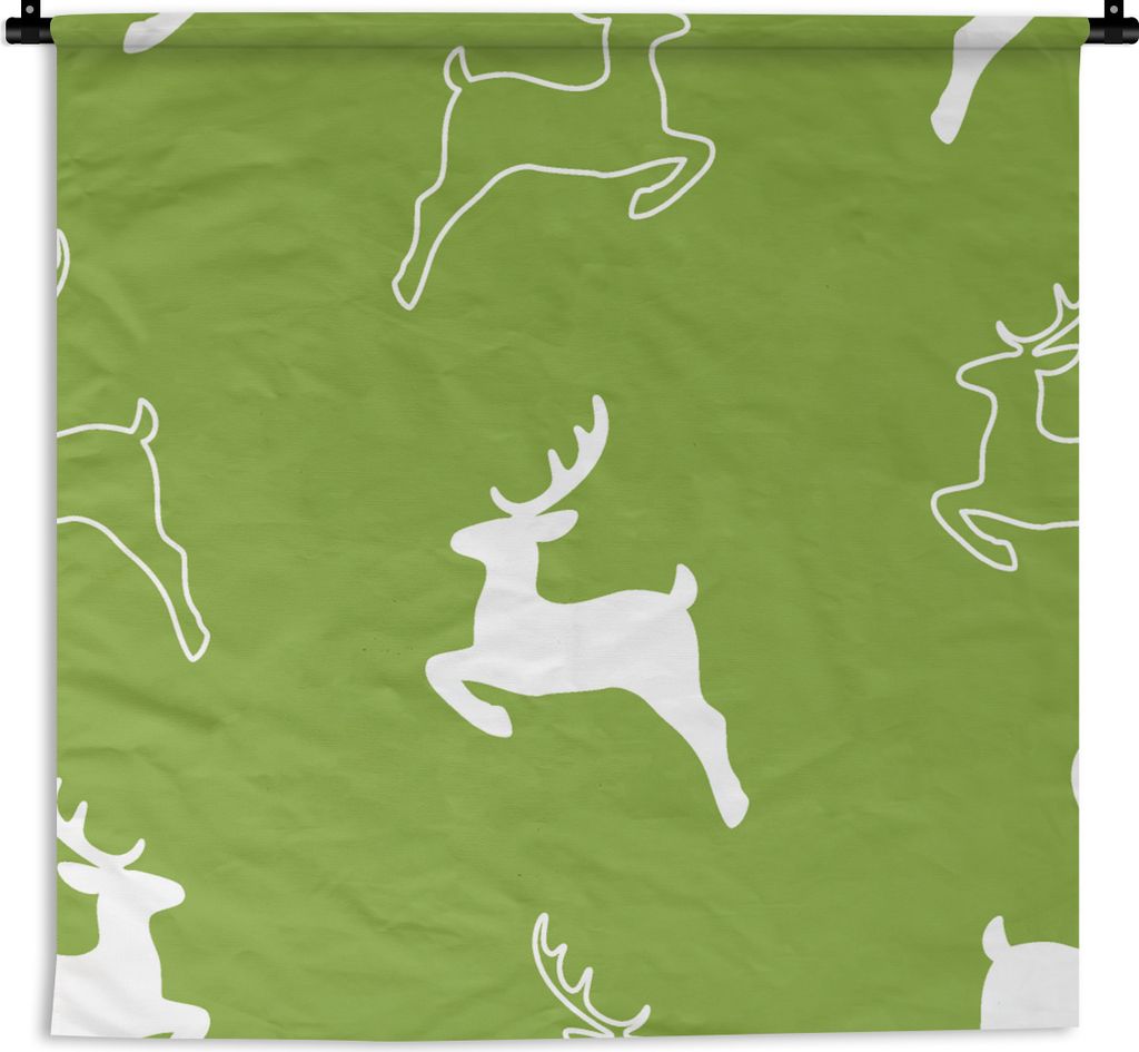 MuchoWow Wandteppich Wandbehang Hirsche - Grün - Muster 60x60 cm Tapisserie Dekoration Wandtuch - Dekorationen - Wand Decke