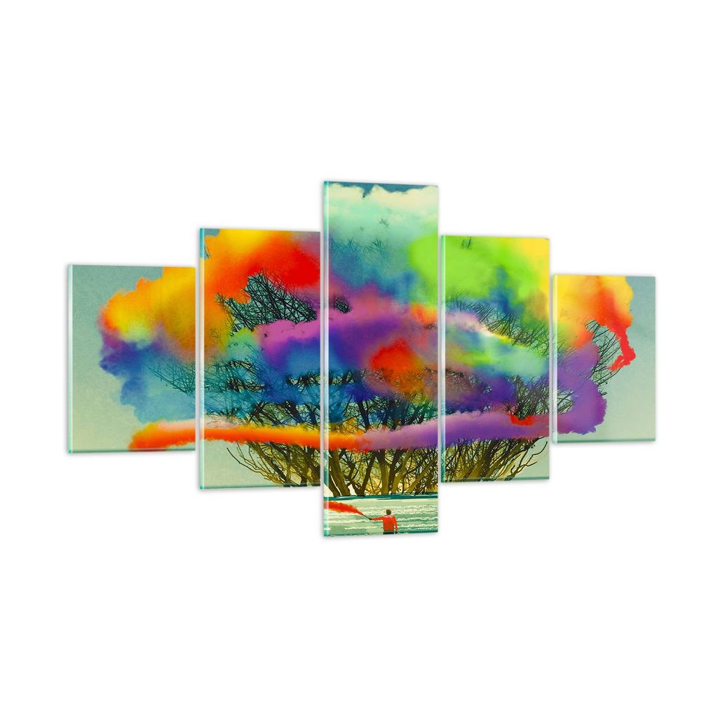 Bilder auf glas - Abstraktion Natur - 125x70cm - Glasbilder - Wandbilder - Kunstdruck - zum Aufhängen bereit - Wanddekoration aus Glas - Glas Bild...