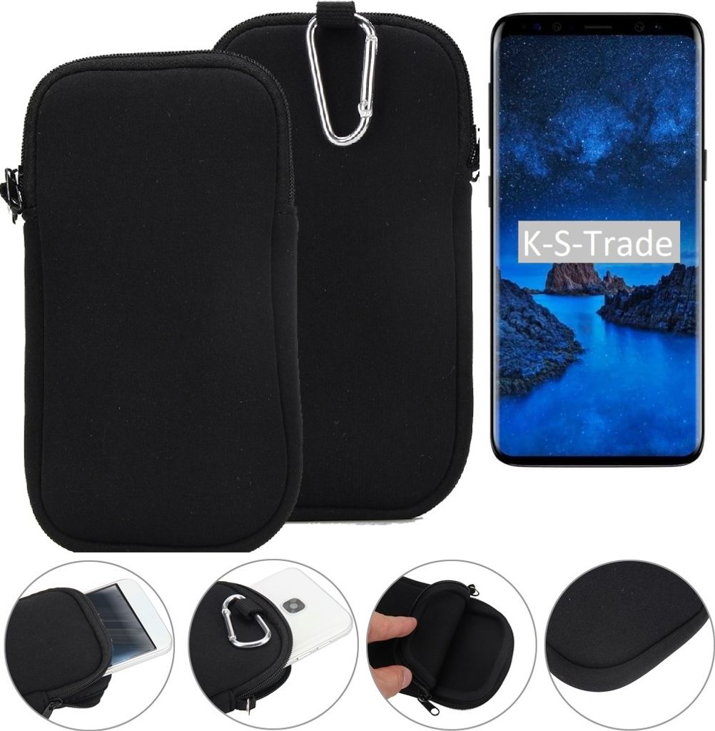 K-S-Trade Neopren-Hülle Handy-Hülle kompatibel mit Samsung Galaxy S9 Schutzhülle Neoprenhülle Sleeve Schutz-Hülle Gürtel Tasche Case Holster