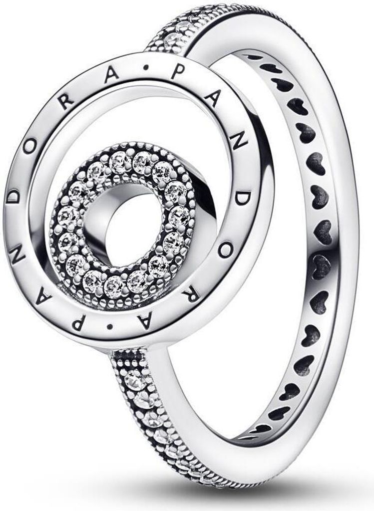 Pandora Ring Damen Signature Logo Kreise Pavé Silber Gr. 50 192316C01