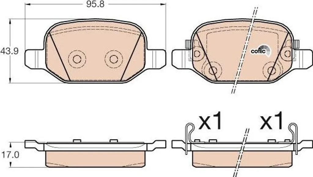 Plaquettes de frein TRW GDB2002 pour Fiat 500L - Qualité OE 77367515