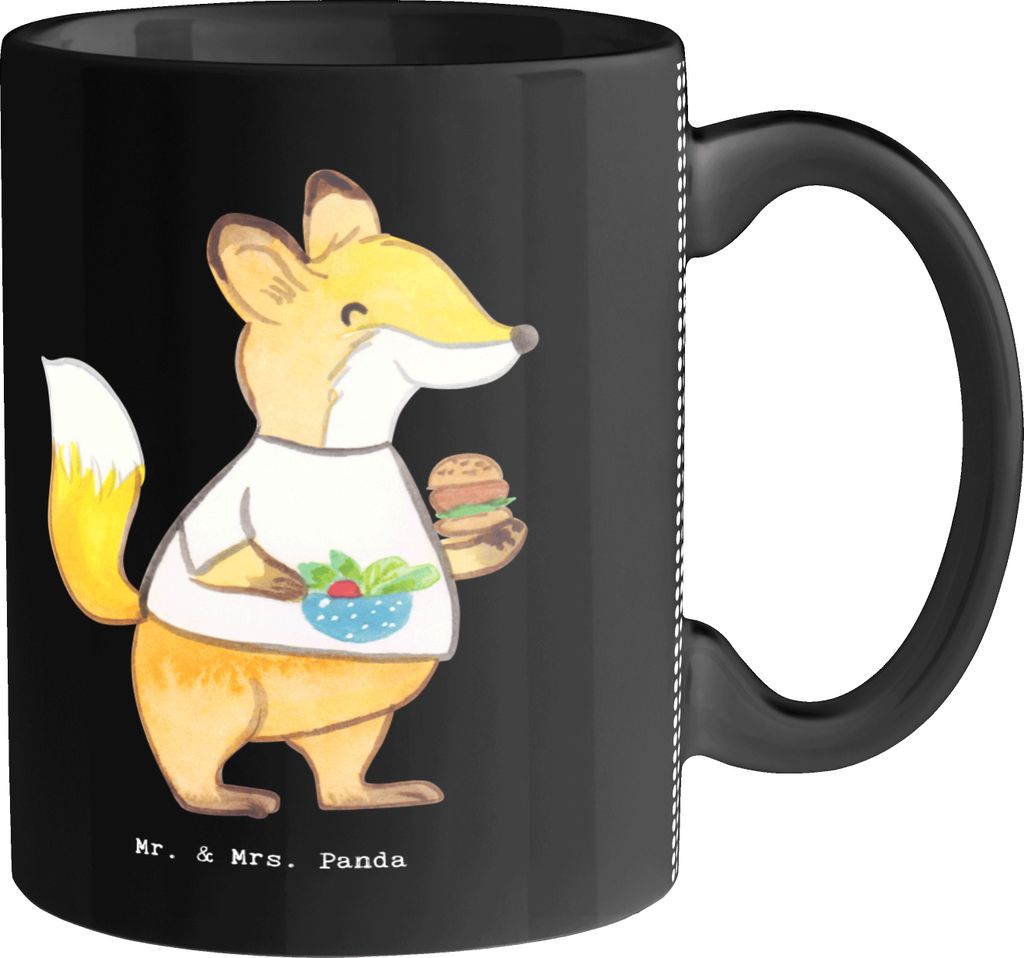 Mr. & Mrs. Panda Teebecher Systemgastronom Herz - Schwarz - Geschenk, Tasse, Geschenktasse, Kaffeetasse, Pott, Keramikbecher, Becher