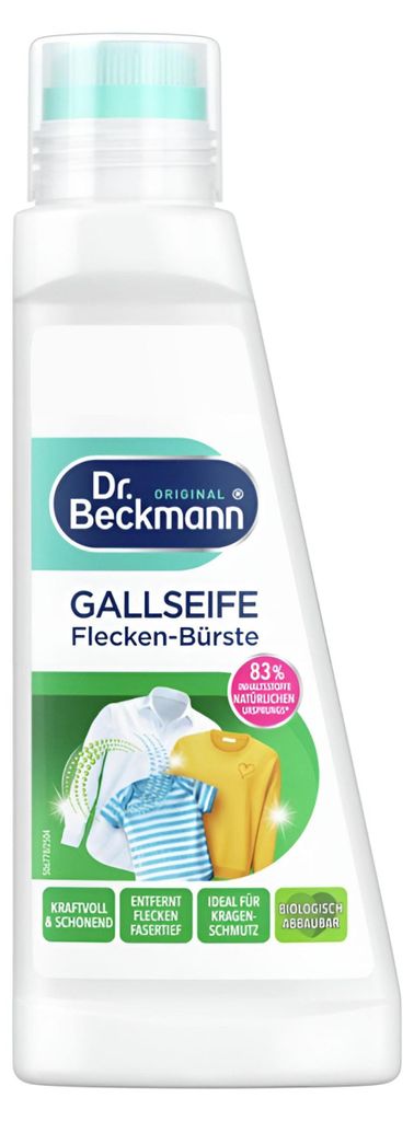 A bottle of Dr. Beckmann Gallseife Flecken-Bürste stain remover.
