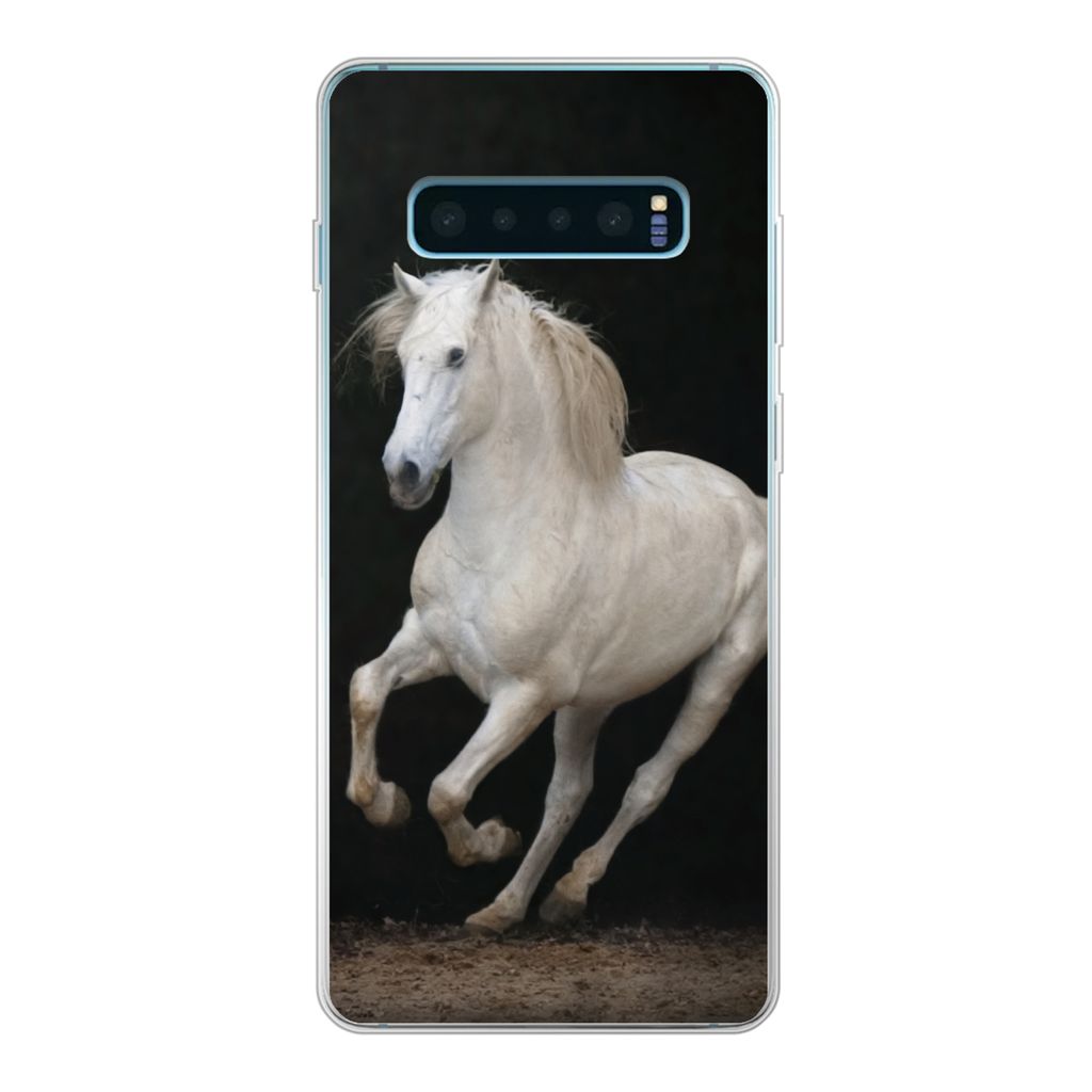 MuchoWow Handyhülle Schutzhülle Hülle für Samsung Galaxy S10 Lite Pferde - Schwarz - Porträt Silikon Softcase Handy Hülle - Schutz