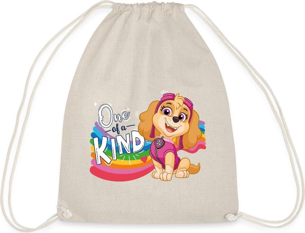 Spreadshirt Paw Patrol Skye Regenbogen-Design Turnbeutel, One size, Natur