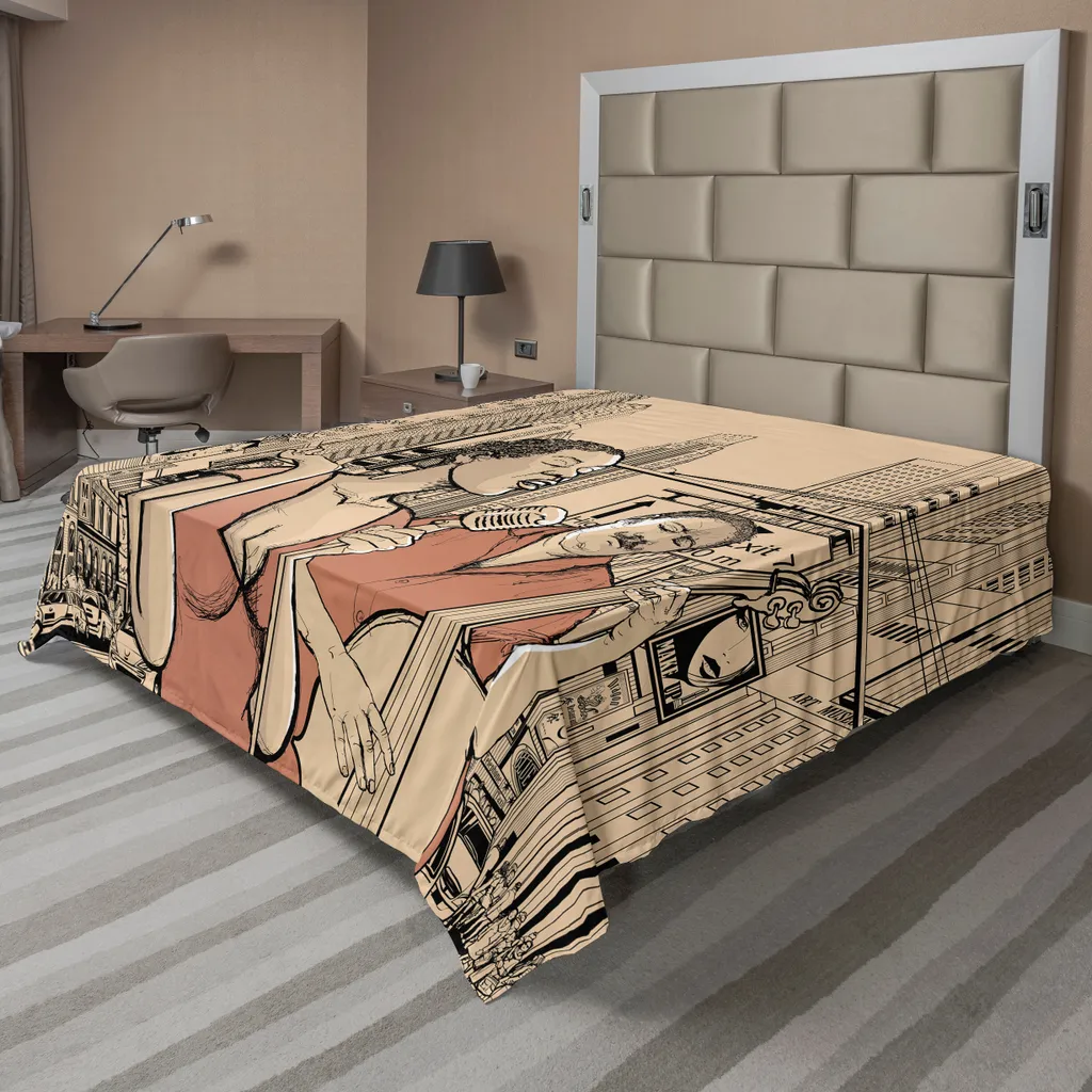 Linge de Lit Design Jazz pour Ambiance Urbaine, Drap Plat 275x260 cm