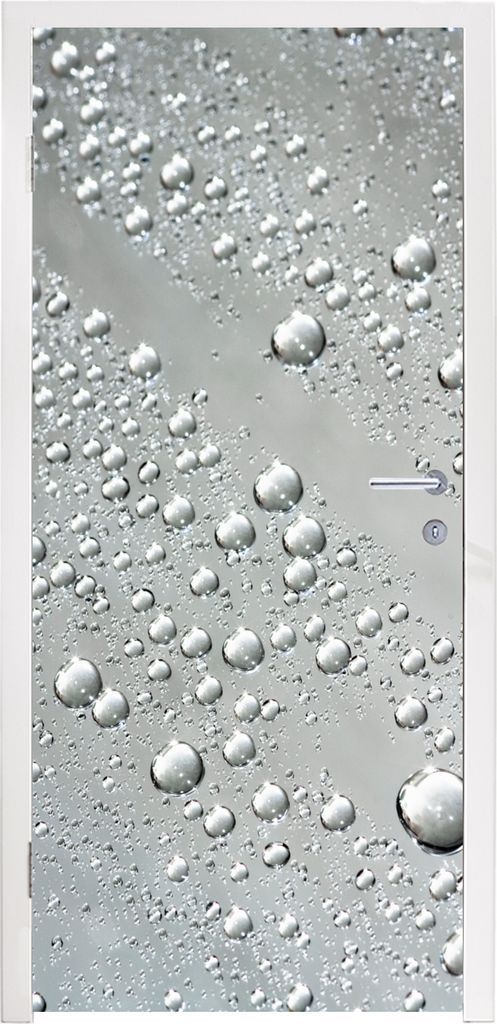 MuchoWow Türtapete Selbstklebende Türfolie Metall - Wasser - Grau 85x205 cm Türposter Türaufkleber Klebefolie Türklebefolie - Türverzierung...