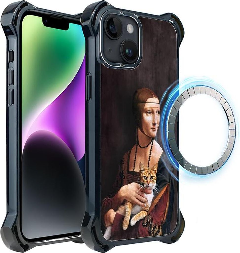 iPhone 14 Plus IBIZU DropGuard Ultra Hülle mit MagSafe, Leonardo Da Vinci, Dame mit Katze