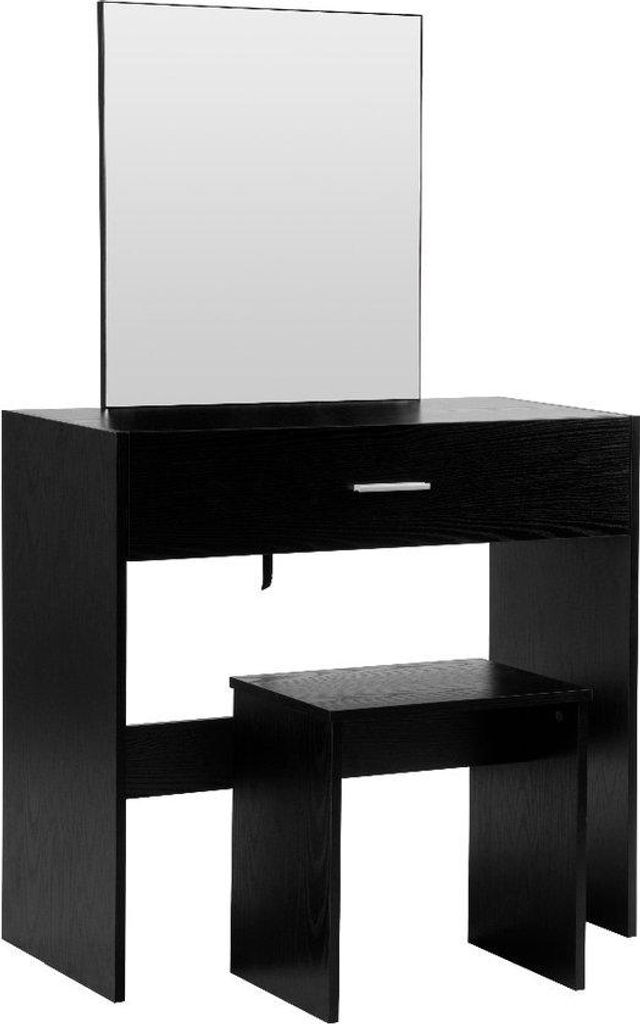Houten Toilettafel mit Spiegel und Aufbewahrung - 82x39x75 cm - Schwarz