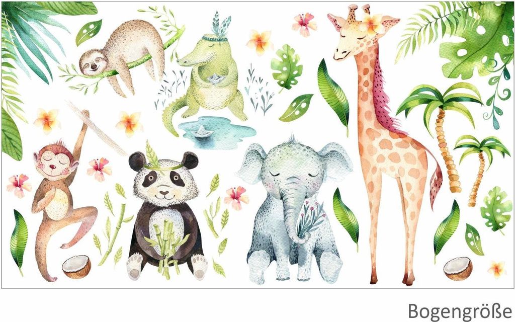 113 Wandtattoo Dschungeltiere - 1750 x 980 mm