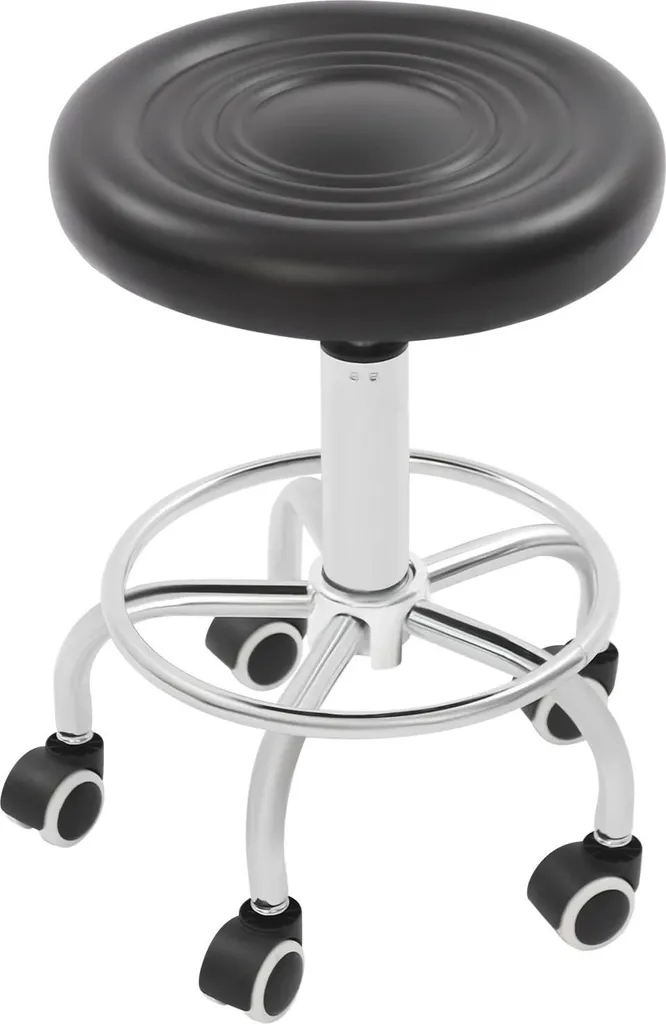 Sgabello Ergonomico Casa e Salone: Regolabile 360° con 5 Rotelle Premium