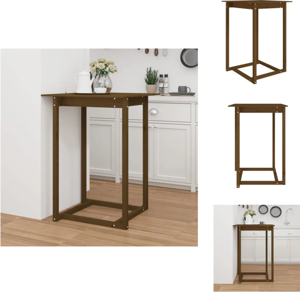 Tavolo da Bar vidaXL Marrone Miele 80x80x110 cm Legno Pino Massiccio