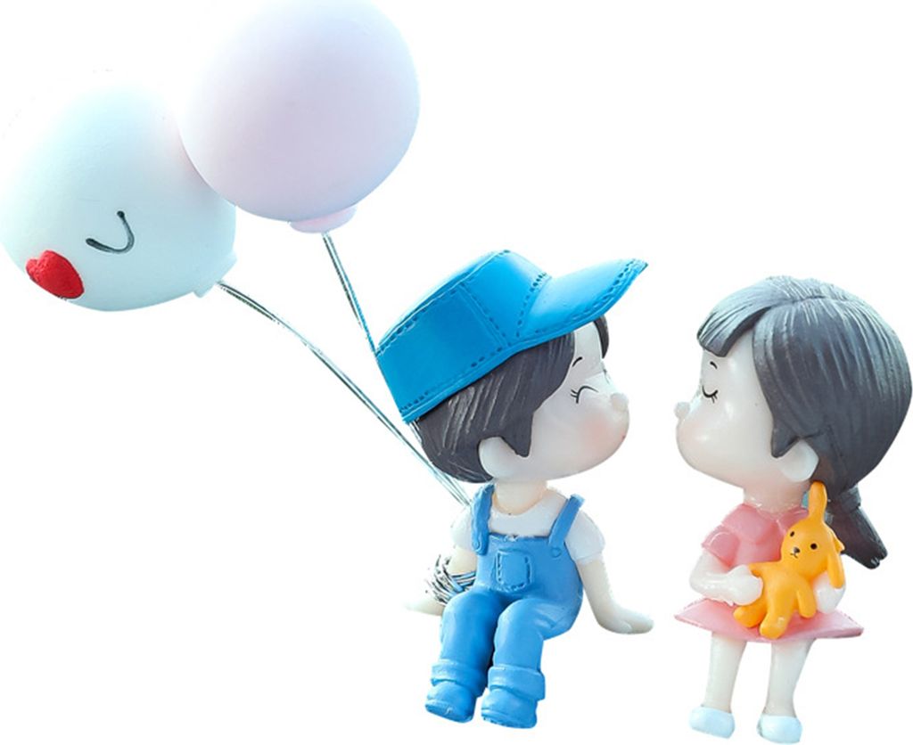 2pcs/Set Paar Figur exquisite romantische Harz -Auto -Ornament Ballon Paar Statue Hochzeitsdekoration-Rosa A