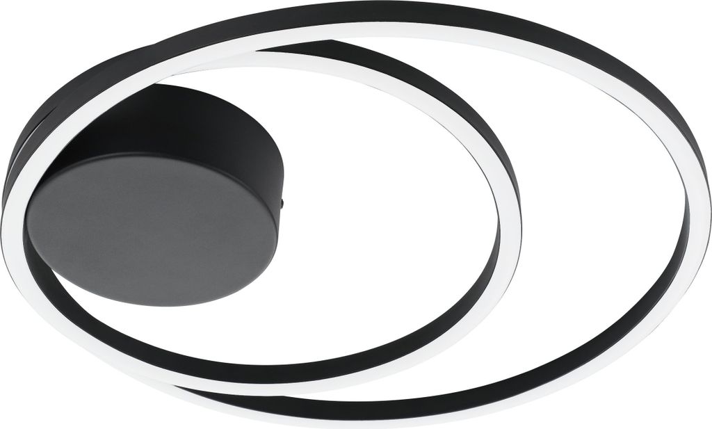 EGLO LED Deckenleuchte Ruotale, runde Deckenlampe, Lampe Decke aus Kunststoff und Metall in weiß und schwarz, Deckenbeleuchtung warmweiß, Ø 45 cm
