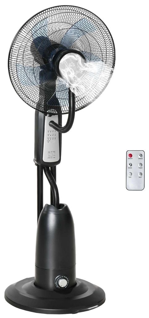 Zimilo Standventilator mit 2,8L Wasserzerstäuber, Nebelfunktion, 7,5h Timer, 3 Modi, Fernbedienung, Rollen & verstellbarem Winkel, für Raumkühlung