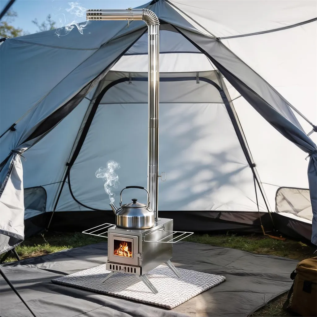 Poêle à Bois Inox avec 7 Conduits Modulables pour Chauffage Extérieur - 14
