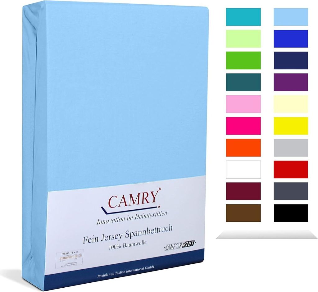 Carmy Spannbettlaken Jersey 120x200 - 130x200 cm Hellblau Produktbild 