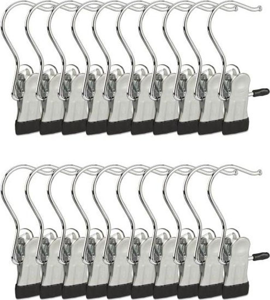 Drehbare Stiefelbügel, 20er-Set, Kleiderbügel mit Einzelclip aus Metall