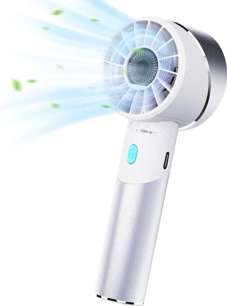 Ventilateur portable USB blanc 4 vitesses pour voyage, camping et maison
