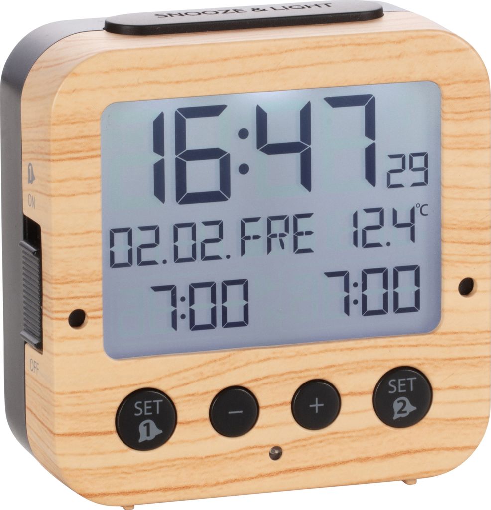 Funk-Wecker Bingo TFA 60.2528 Reisewecker 2 Alarme Beleuchtung