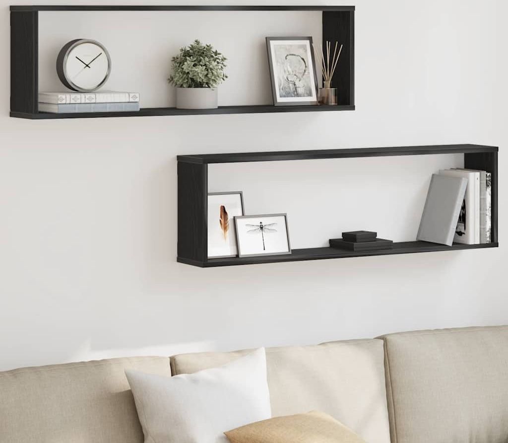 "2026 Aktion"Würfelregale 2er set - modernes Design - Hängeregal/Küchenregal - Schwarz Eichen-Optik 100x15x30cm Promotion267348 - Wandregale