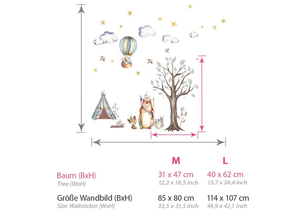 Little Deco Aufkleber Indianer Waldtiere I Wandbild L - 114 Produktbild 3
