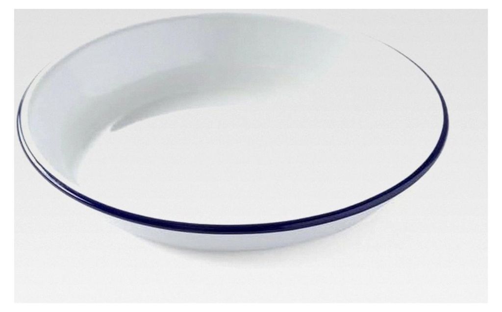 Tiefer Teller mit blauem Rand, stapelbar, ofenfest, abriebfest, unzerbrechlich, Pastateller, Essteller, Speiseteller, Salatteller, ø220x(H)36mm, e...