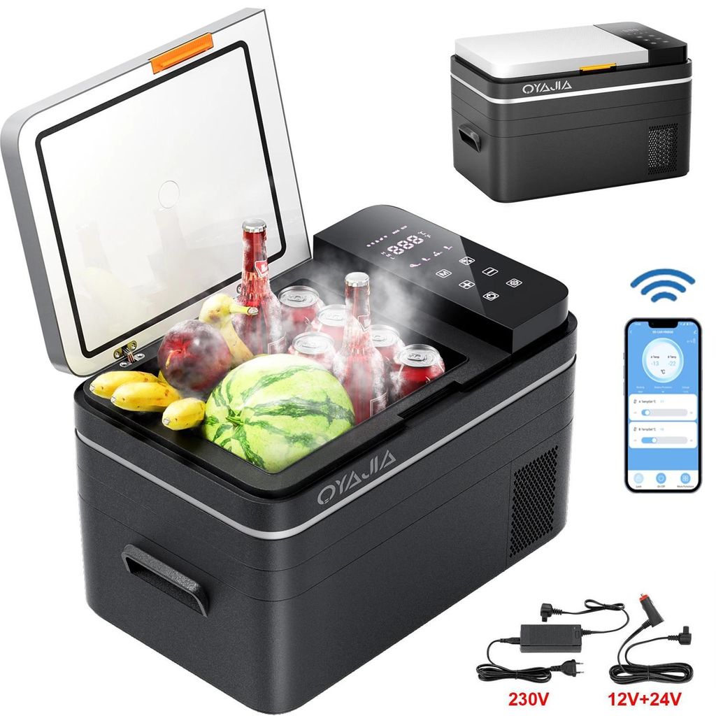 Auto Kühlschrank Gefrierbox - Kompressor Kühlbox 31 L - -20°C bis 20°C - 12/24V DC & 100–240V AC - App Steuerung - Tragbar für Auto Camping ...