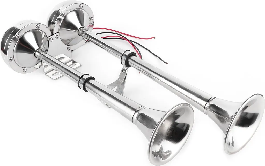 Corne de Brume Marine 12V Double Trompe Inox - Son 125dB Basse 380Hz