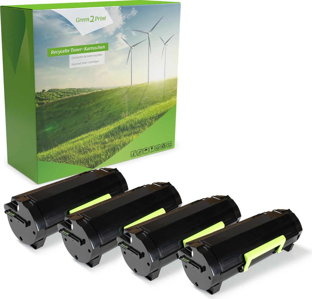 Green2Print Toner 4 Kartuschen schwarz 4x 8500 Seiten ersetzt Lexmark 51B0HA0, 51B2H00 passend für Lexmark MS417DN, MS517DN, MS617DN, MX417DN, MX5...