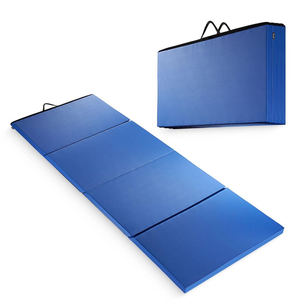 4FIZJO Gymnastikmatte XL 240 cm, faltbar, PVC/EPE, Trainingsmatte, Turnmatte, Blau