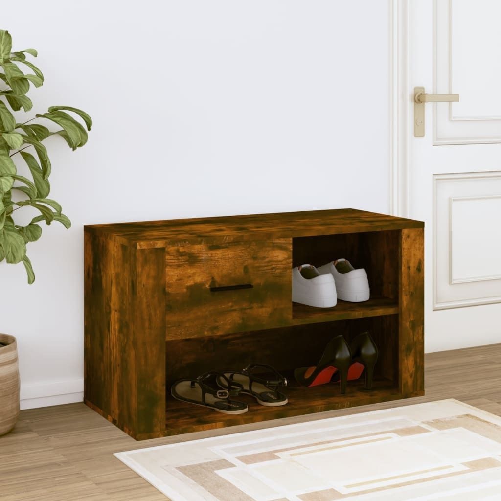 "im Sonderangebot"Schuhschrank/Flurschuhregal Skandinavisch - Schuhkommode - Räuchereiche 80x35x45 cm Holzwerkstoff DEMöbel 2925463