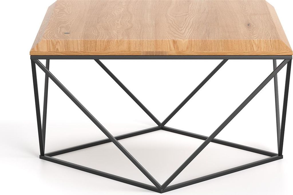 Arbor-Couchtisch im Loft-Stil mit Holzplatte 100x100 cm, Massivholz