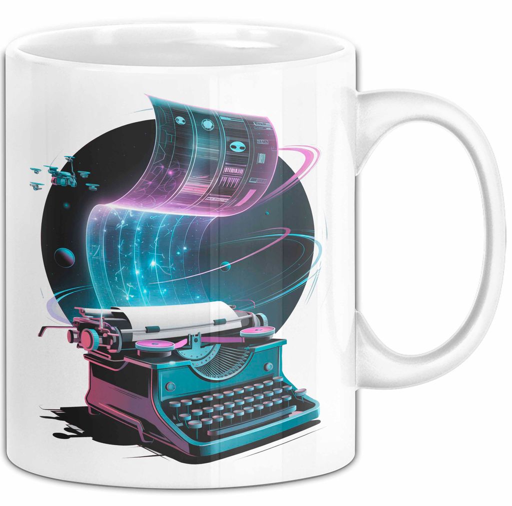 Sci Fi Autor Tasse Geschenkidee für Zukunftswelten (Weiß)