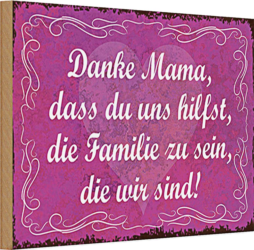 Holzschild Spruch 30x20cm Danke Mama dass du uns hilfst