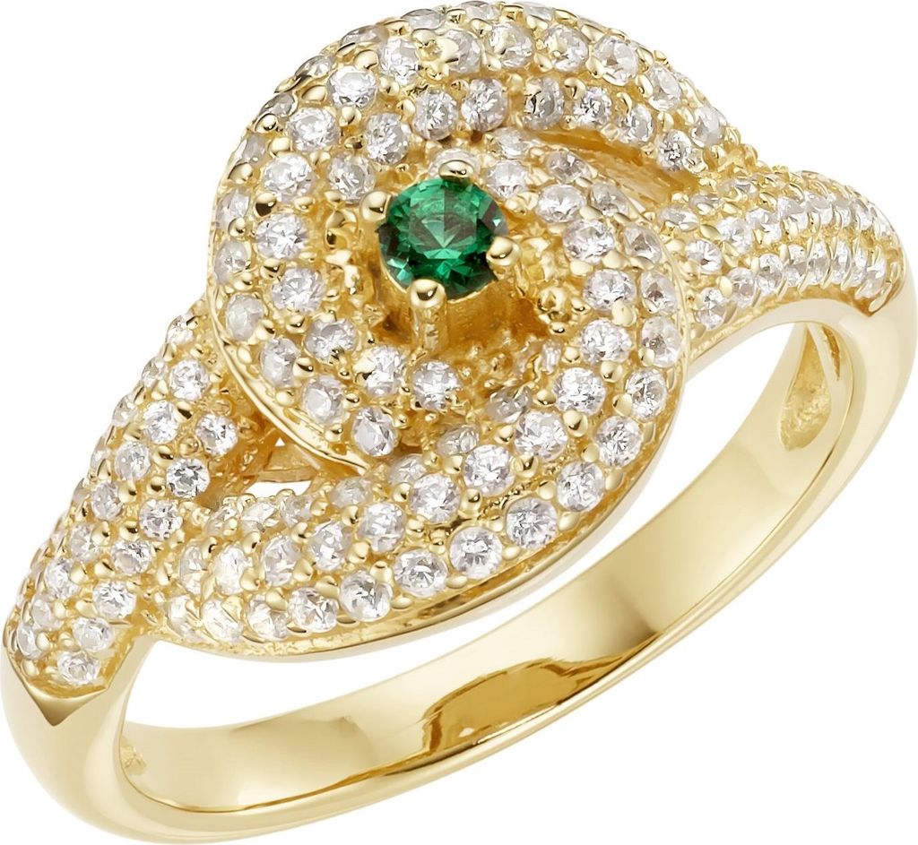 Ring Smart Jewel mit Zirkonia und farbigem Zierstein, Silber 925 Grün 54