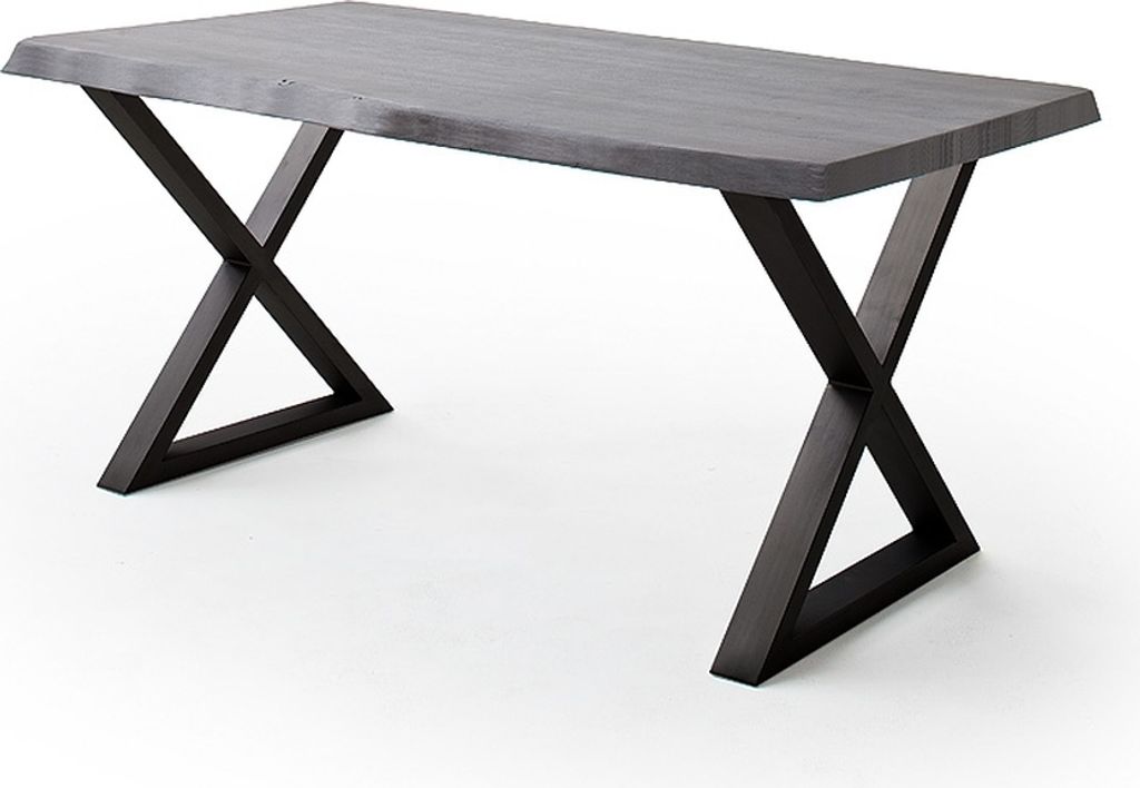 Baumkantentisch >Calabria< in Akazie grau / anthrazit - 220x79,5x100 (BxHxT)
