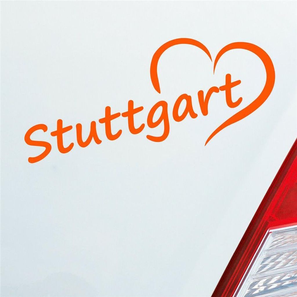 Auto Aufkleber Stuttgart Herz Stadt City Liebe Love Heart 19x8 cm Orange Sticker Heckscheibenaufkleber
