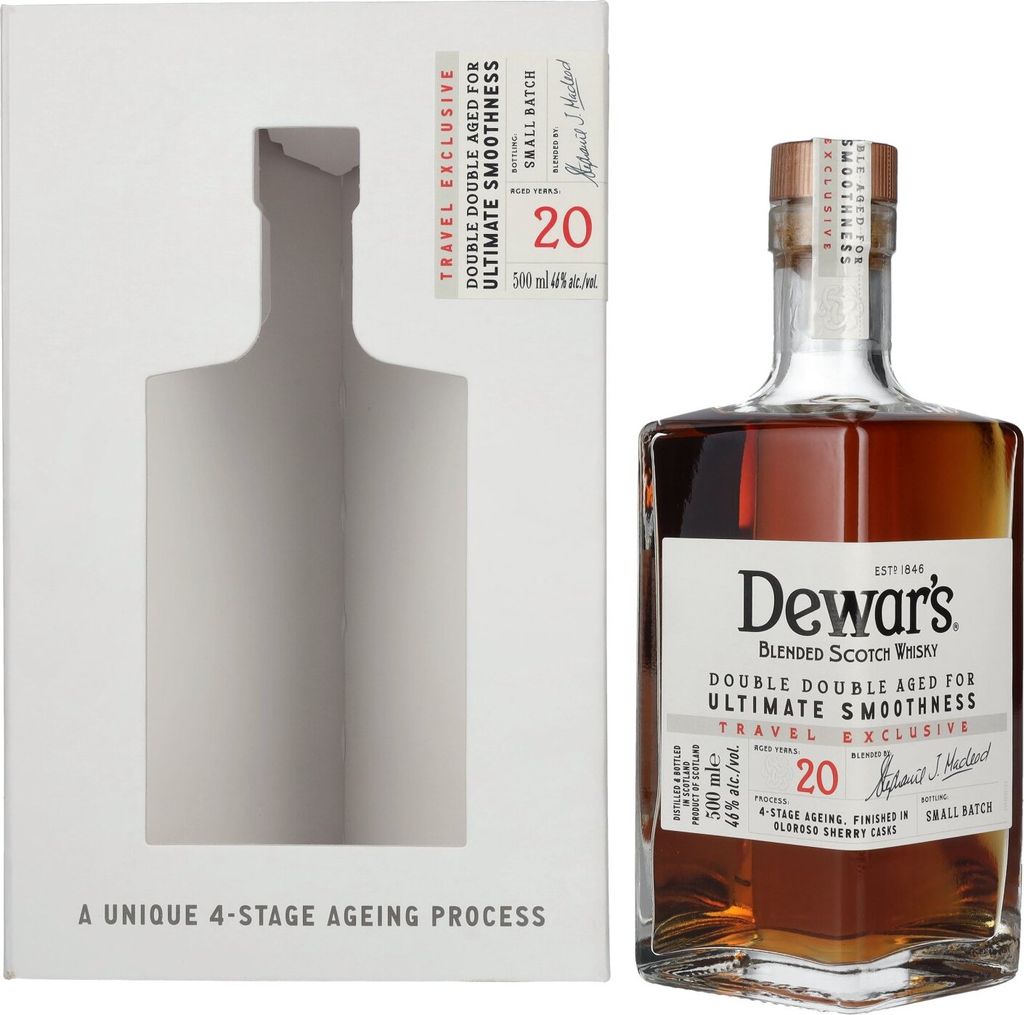 Dewar's 20 Years Old Double Double Aged Blended Scotch Whisky 46% Vol. 0,5l in Geschenkbox
