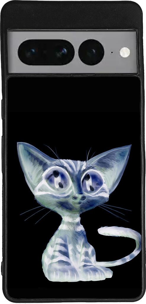 TPU Silikon Hülle für Google Pixel 7 PRO Handy Cover Case Schutzhülle Handyhülle Bumper MOTIV T17 Katze Schwarz Weiß