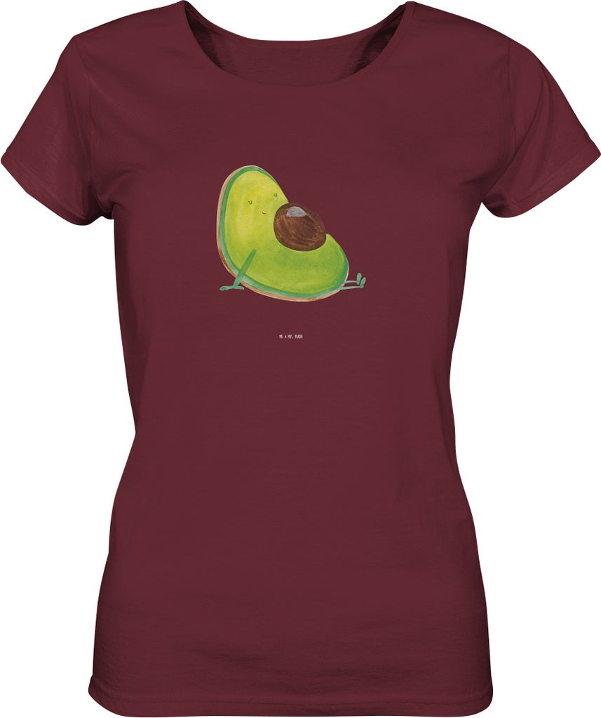Mr. & Mrs. Panda Oberteil Damen Avocado Schwangerschaft Größe S - Burgundy - Geschenk, Basic T-Shirt, Babyparty, Wunder, Shirt, Sommershirt, Baum...