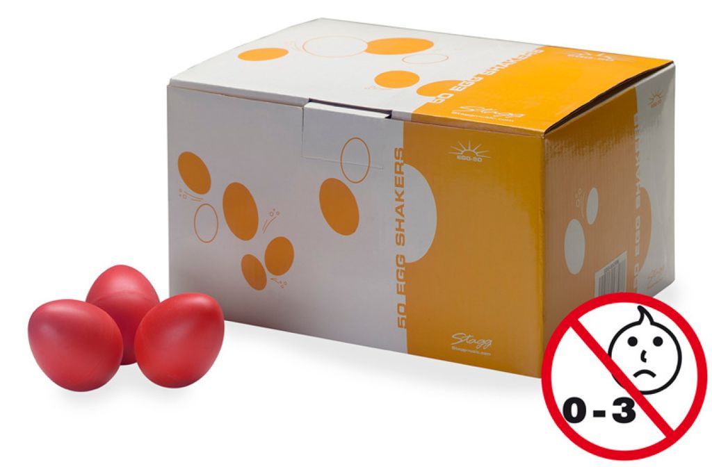 Stagg EGG-50 RDM Box mit 50 Plastik Schütteleier rot