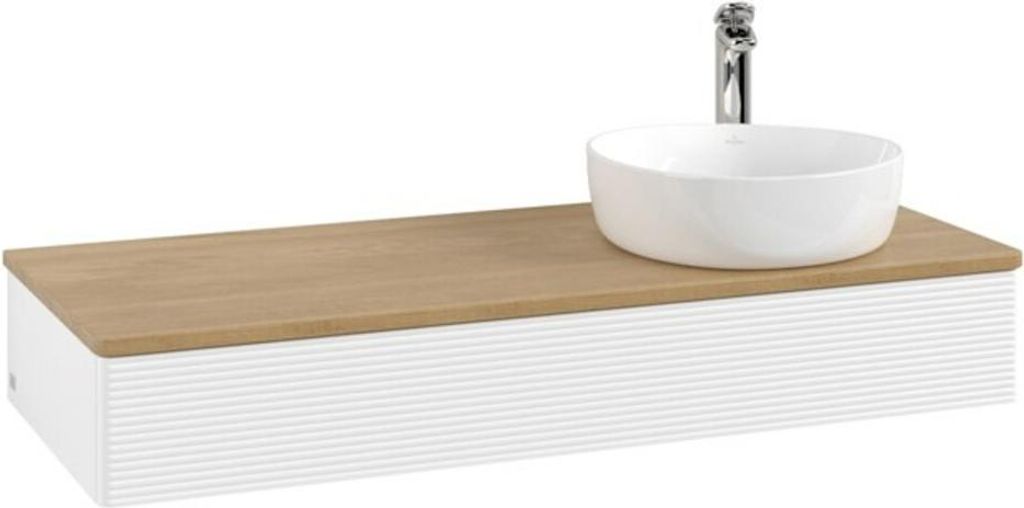 V&B Waschtischunterschrank mit Frontstruktur Antao 120x19x50cm, HL, WBP hon. Oa, wh. m Lac