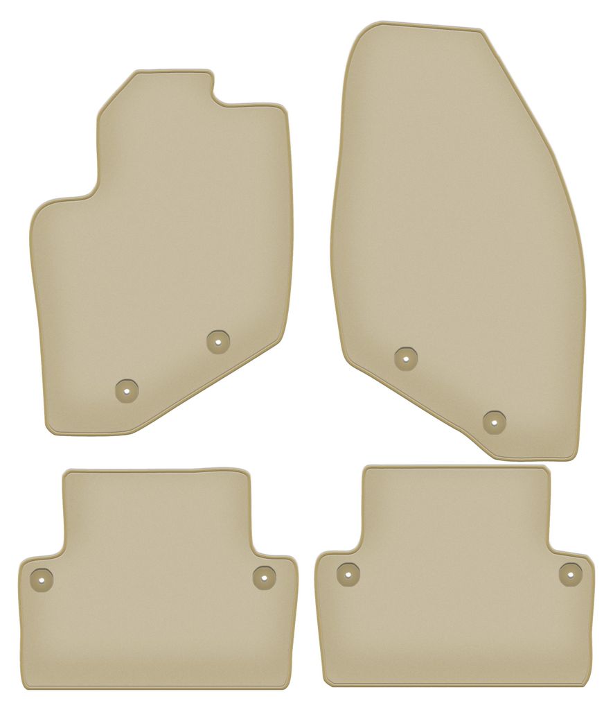 Velours-Fußmatten PREMIUM beige passend für Volvo V70 II (2000-2007, Combo) – mit Befestigungen – passgenau