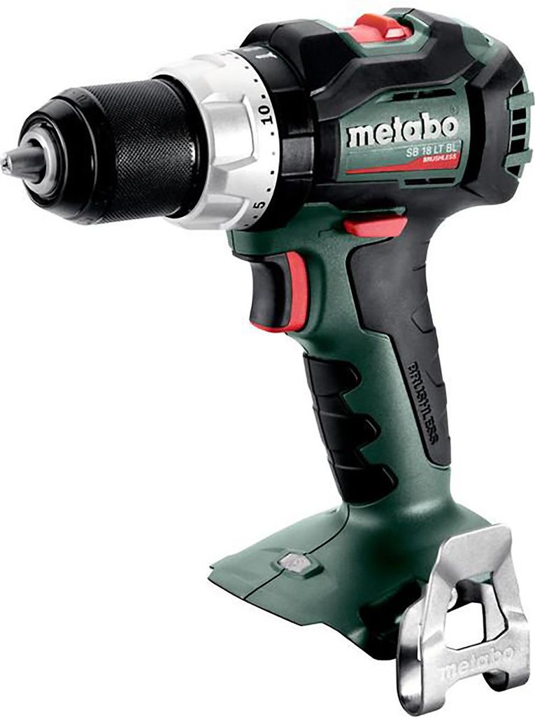 A cordless drill is shown against a white background.